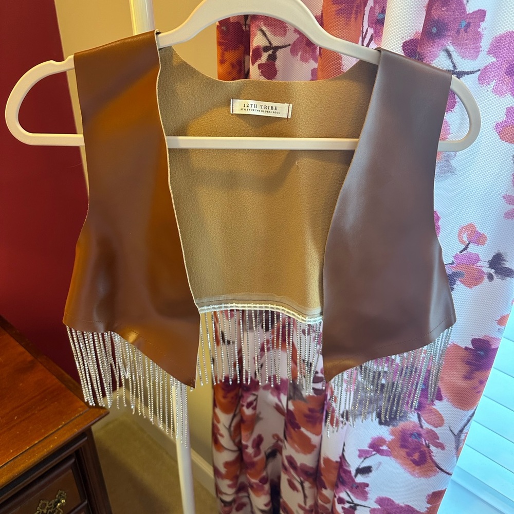12th Tribe Faux Brown Leather vest, One size